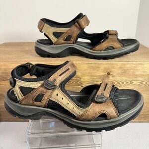Ecco Yucatan Brown Leather Sport Sandals Mens EU 41 / 7- 7.5 US Comfort Outdoor